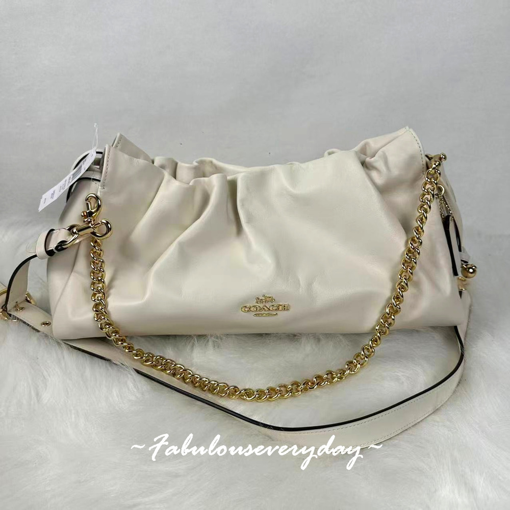 Coach 2 Straps Faye Large Shoulder Bag In Leather/Gold/Chalk CCE68 NWT
